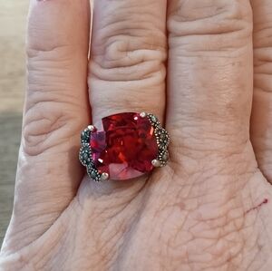 2 For $25 Elegant Red Gemstone Ring